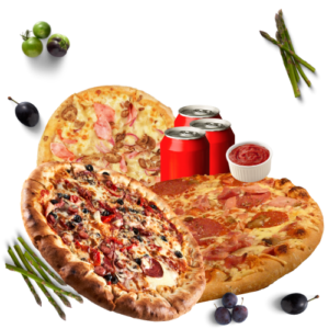 three pizza with 3 cold drink -Fella'z trio-Best Pizza in Woodbridge Ontario-pizzafellaz